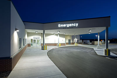 This is a picture of the Emergency Entrance of the hospital.